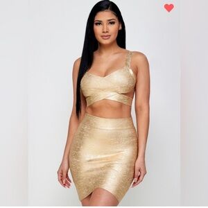 Two Piece Metallic Gold Bandage Set